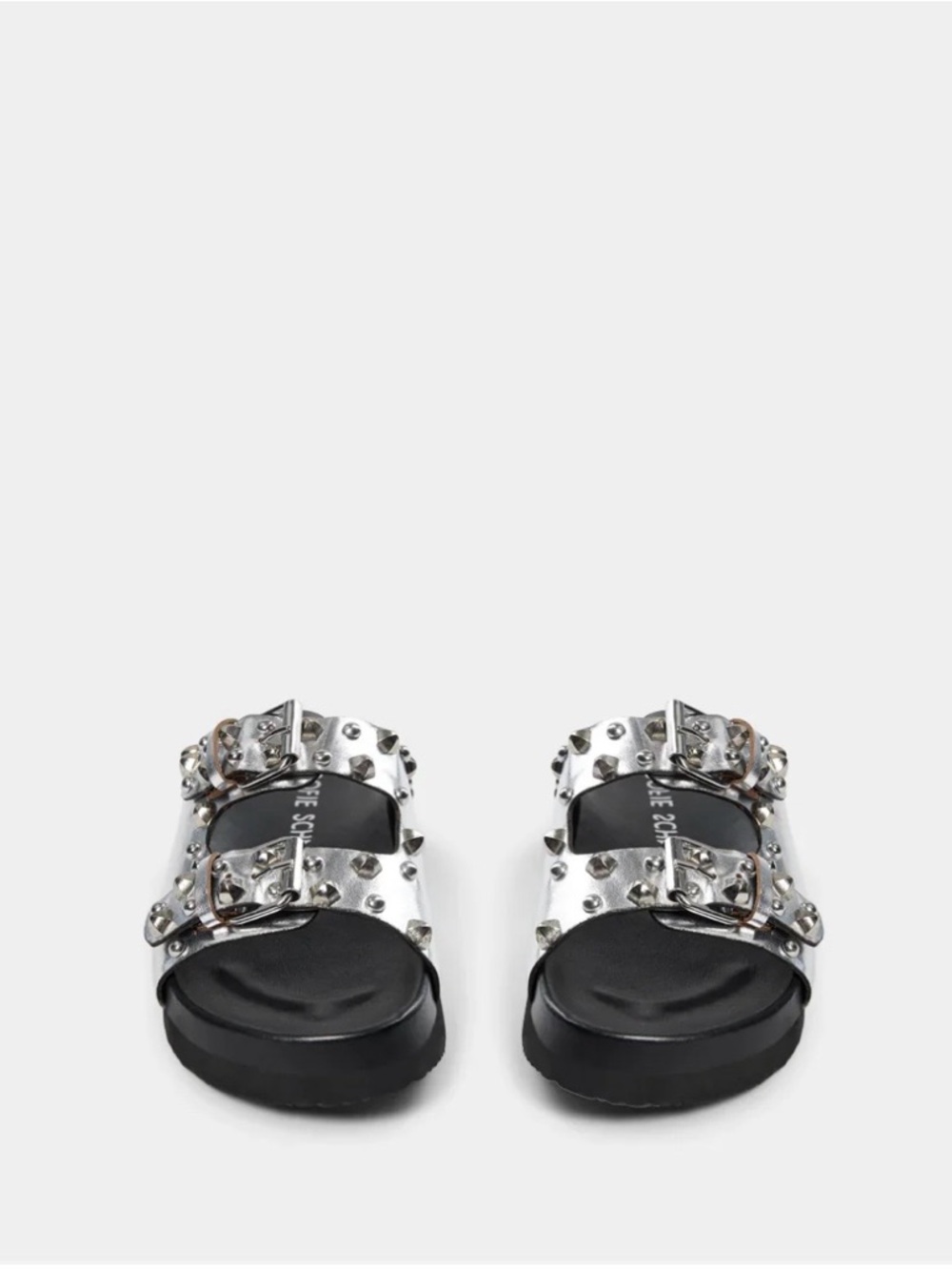 SOFIE SCHNOOR
the AMANDA Studded Metallic Silver Slide Sandals NWT Size 37